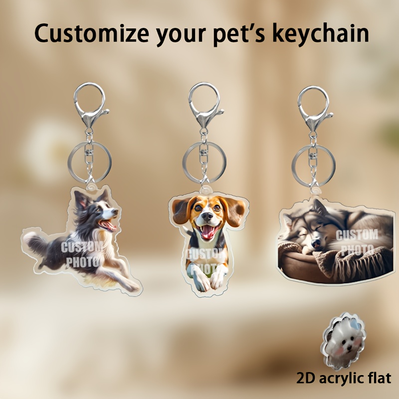 

2pcs Personalized Acrylic Pet Photo Keychains - Custom Double-sided Memorial Key Rings For Pets, Friends & Couples - Unique Gift With Custom Photo - Commemorative Keychain Pendants