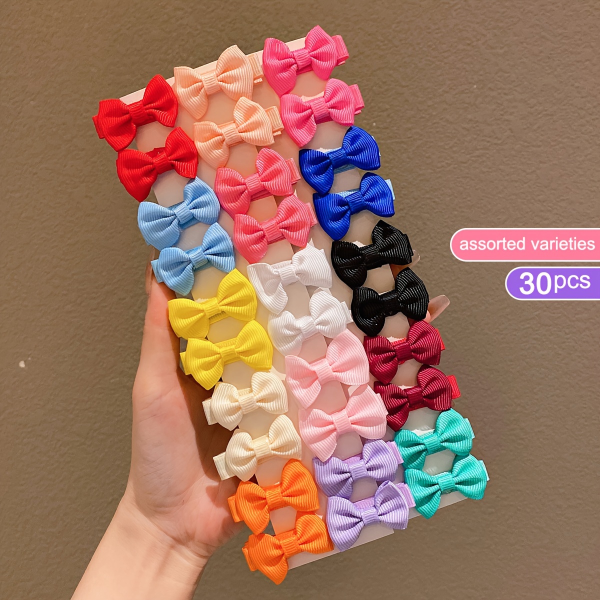 30pcs Cute Colorful Hair Clips, Non-Damaging Polyester Bow Accessories for All Seasons and Casual Attire