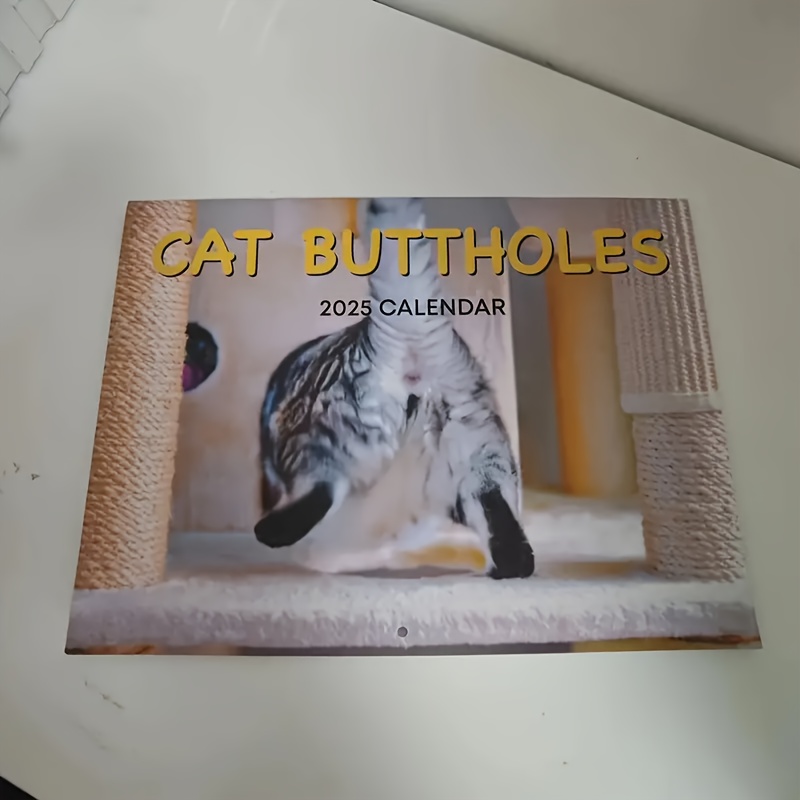 

2025 Cat Buttholes Calendar, Humorous Year-round Cat Theme, Large Monthly Grid, Office Supplies, Paper Material, Personal Planner Accessory