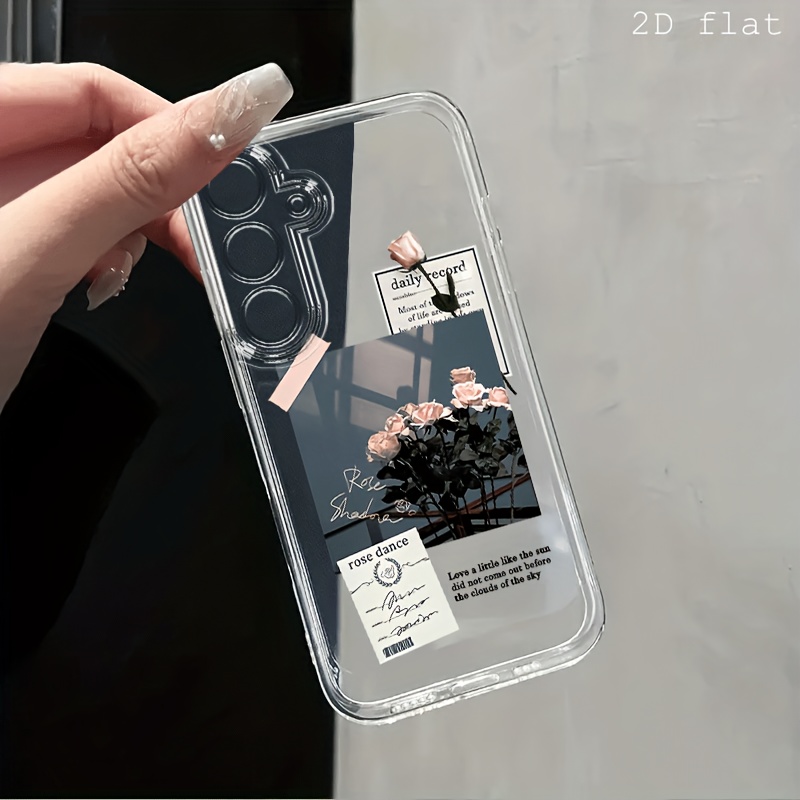 TEMU Phone Case - Rose Flower Label 2d Flat Pattern Phone Case Suitable For Galaxy A03s A05s A06 A07 A13 A14 A15 A16 A17 A22 A23 A24 A25 A26 A32 A34