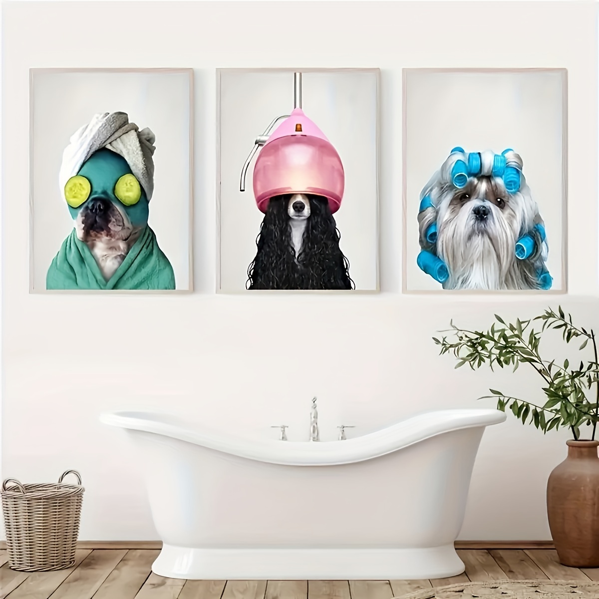 spa dogs wall art set canvas prints animal posters Temu Germany