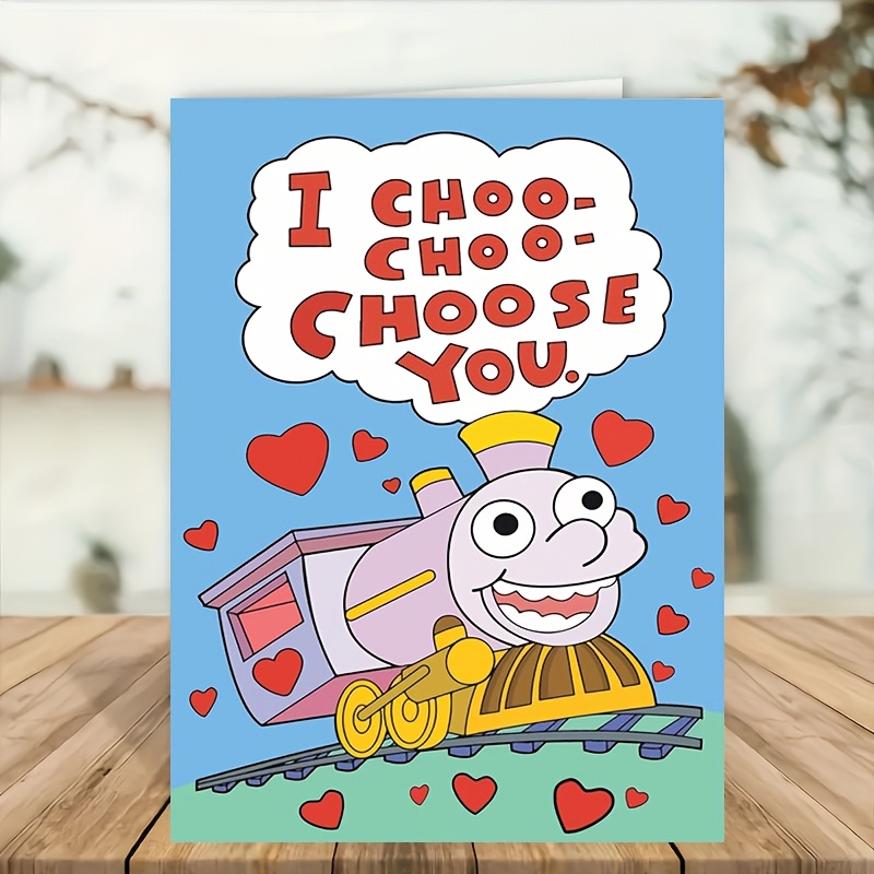 

Funny Cartoon Train Greeting Card - Personalized Day Birthday Anniversary Card With "i " Design - Humorous Theme For Anyone