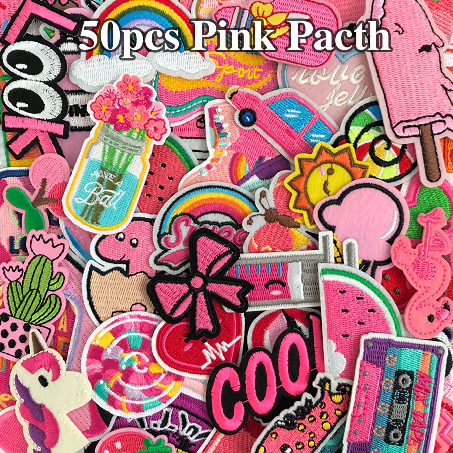 Image of J.carp 50pcs -on Embroidery Patches - Whimsical, Floral, Rainbow & Disco Ball Designs, No-sew Applique For Clothes, Hats, Jeans, Diy Crafts (vibrant Colors, Durable Fabric)