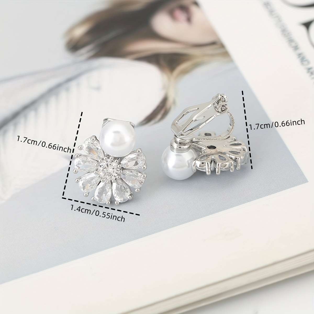 TEMU 1 Pair, European And - Copper - Synthetic Zirconia-encrusted - Rust-proof - Exquisite And Luxurious Square Stage-style Unisex Clip-on Earrings.