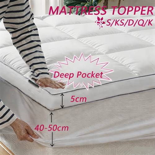1500gsm soft mattress topper cooling mattress topper soft breathable fitted mattress pads plush support fits 8 21 inch deep luxury feel machine washable