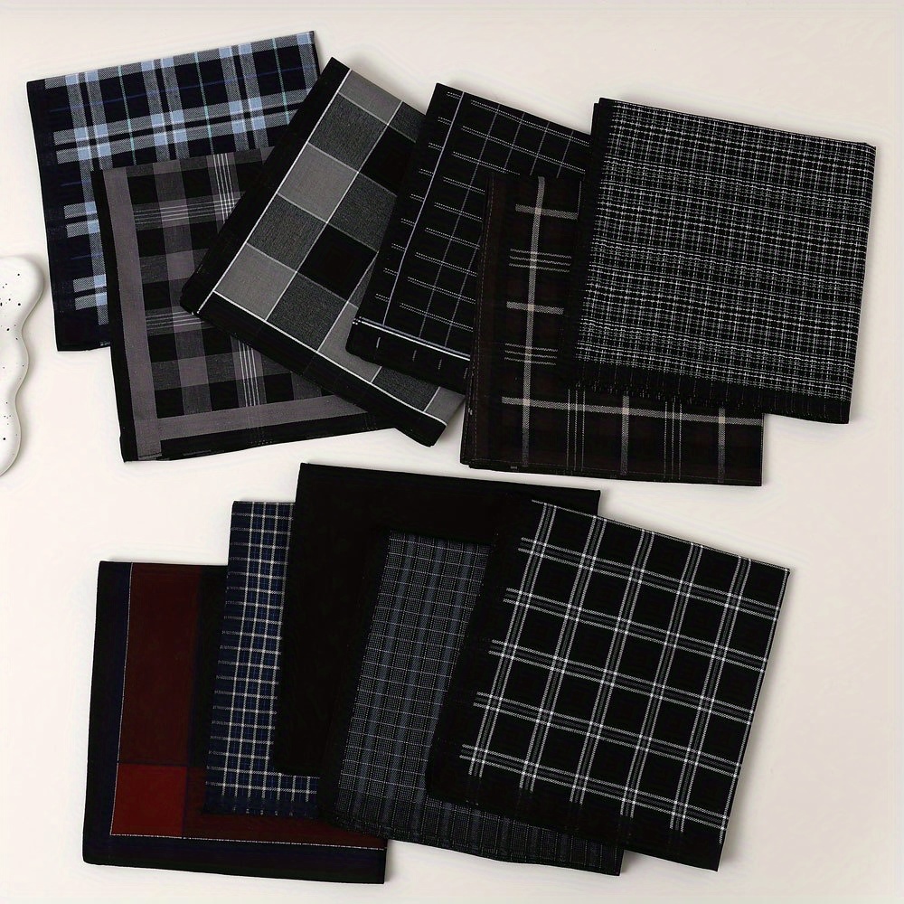 Men's Elegant Plaid Design Handkerchief, Multi-Color Options