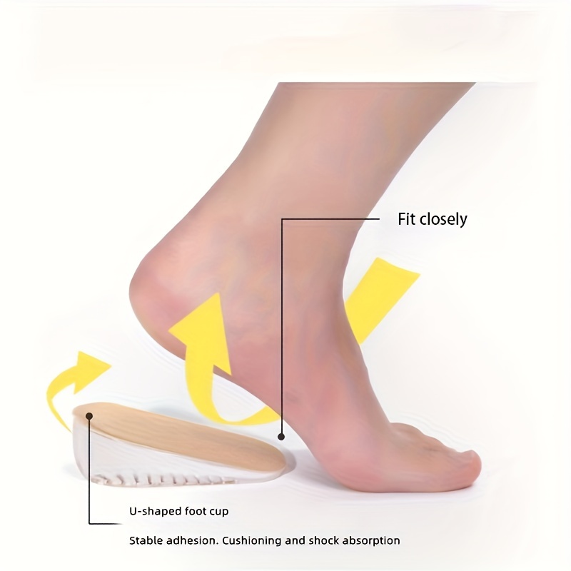 1pair Invisible Inner Raised Insole, Raised Insole, Self-adhesive Soft Cushion for Men And Women