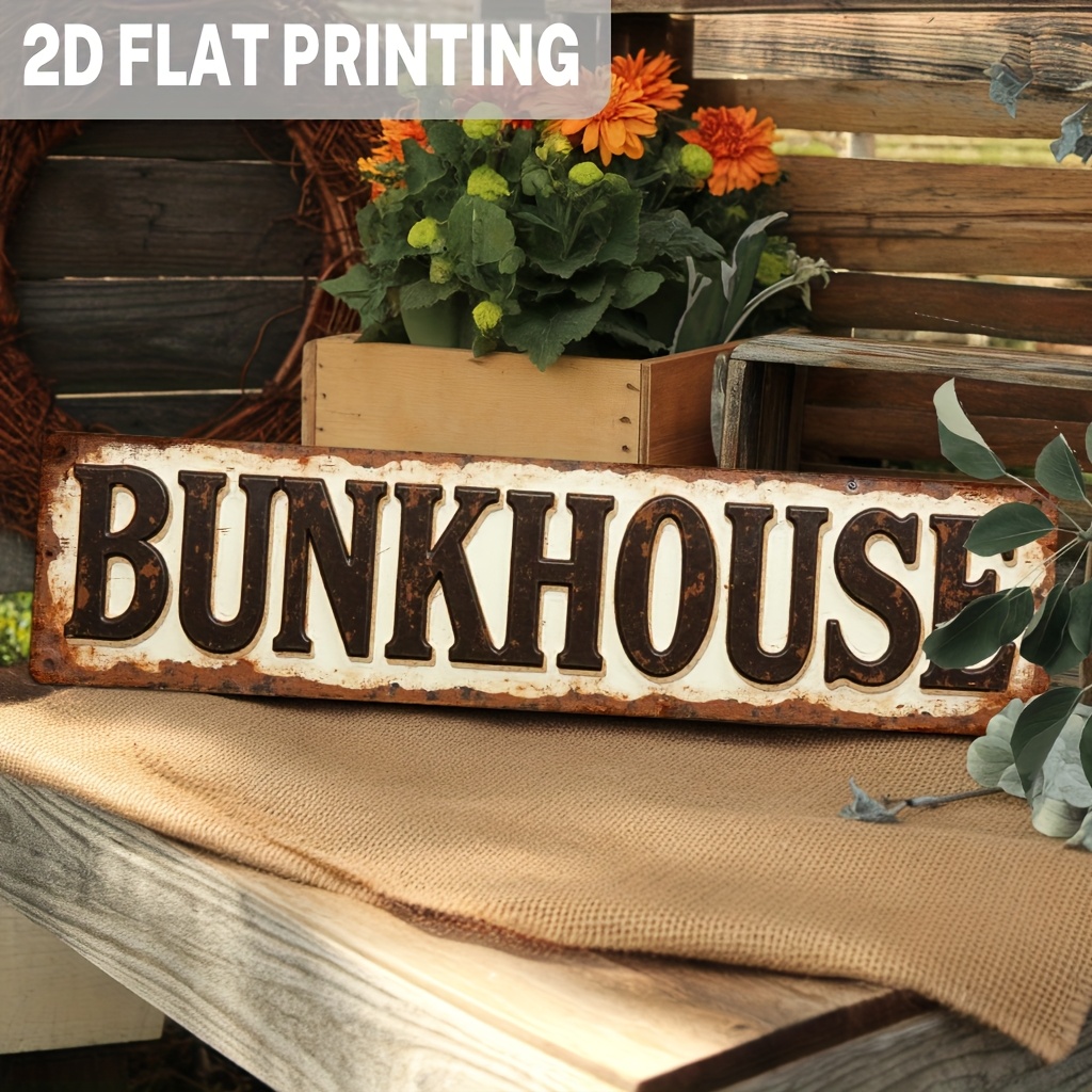TEMU 2d Flat, 1pc Rustic Metal Sign - Western Theme Wall Decor With Distressed White & Black Text, 3.93x15.74 Inch, Bar, Ranch, Farmhouse, For Man