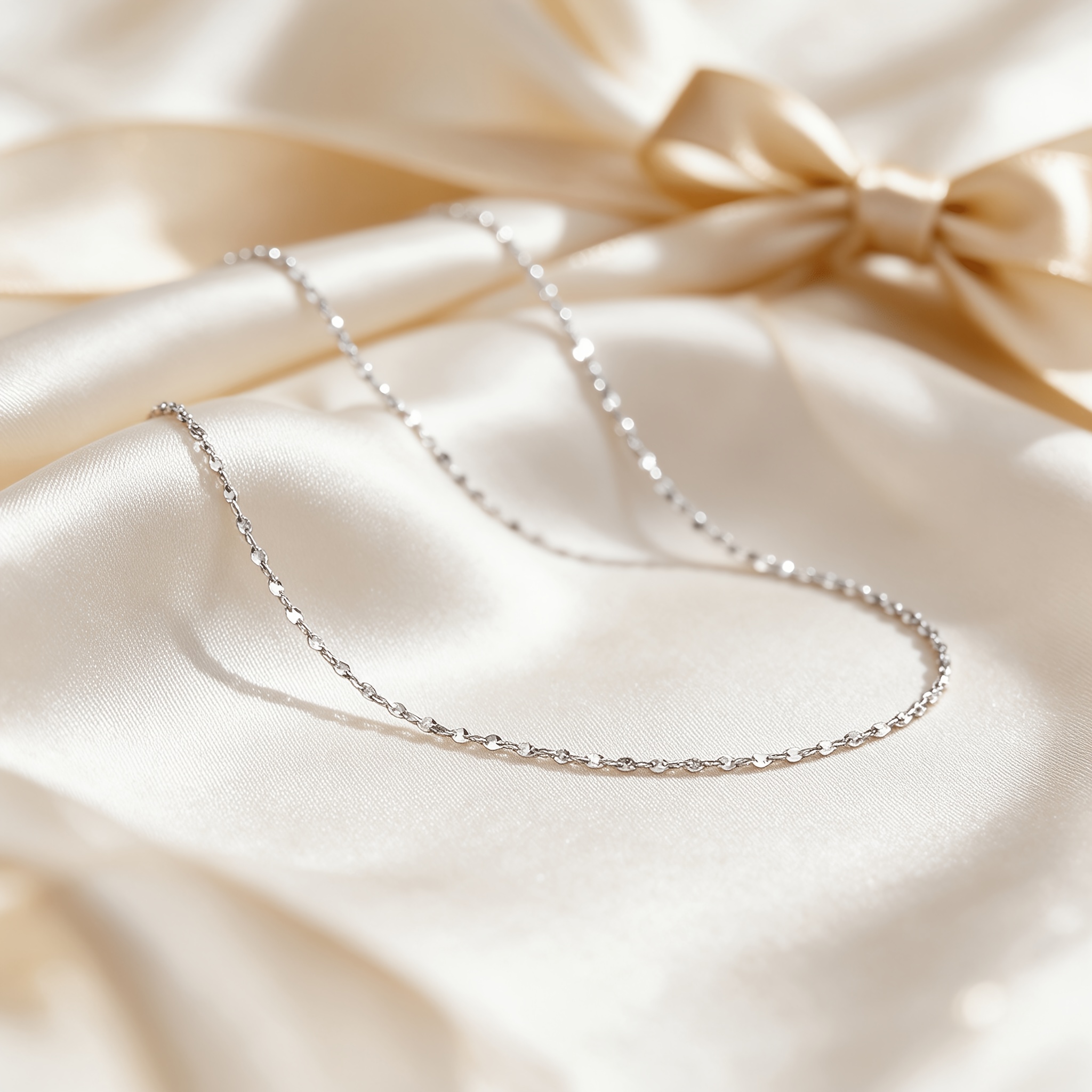 Women's 925 Silver Hypoallergenic Sequined Chain Necklace
