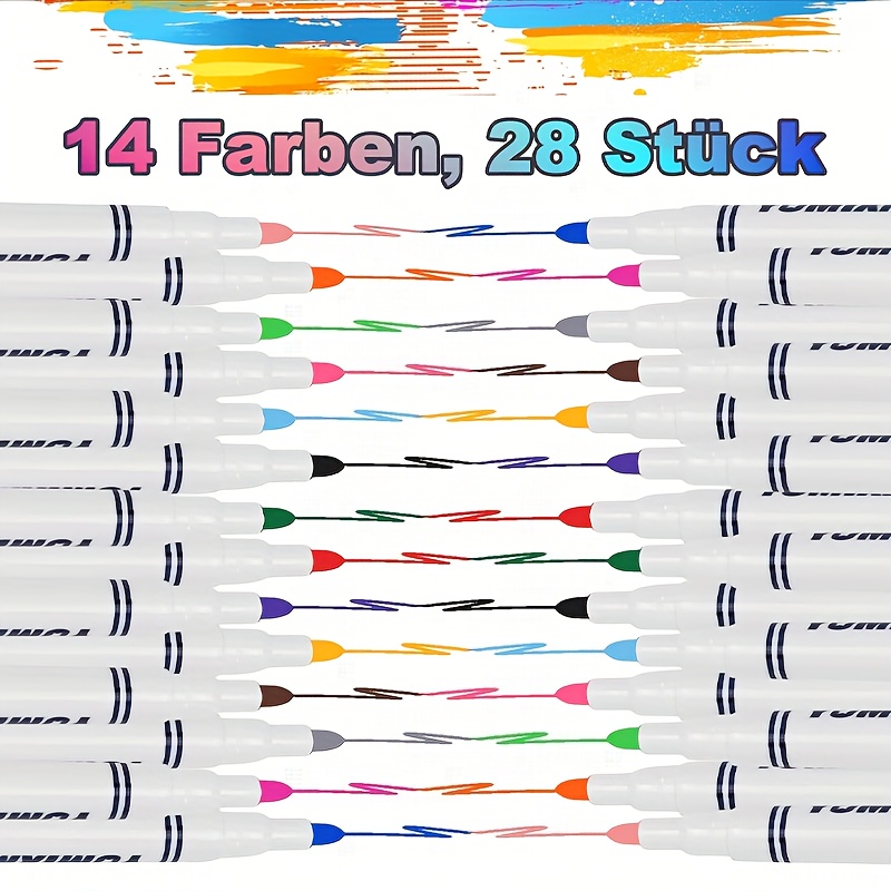 Image of 28pcs Permanent Fabric Pens, Machine Washable - 14-color Fabric Paint Pens, T-shirt, Clothing, Bag And Other Fabric Marking - Painting Fabric Paint, Permanent And Washable Fabric Marker Pens