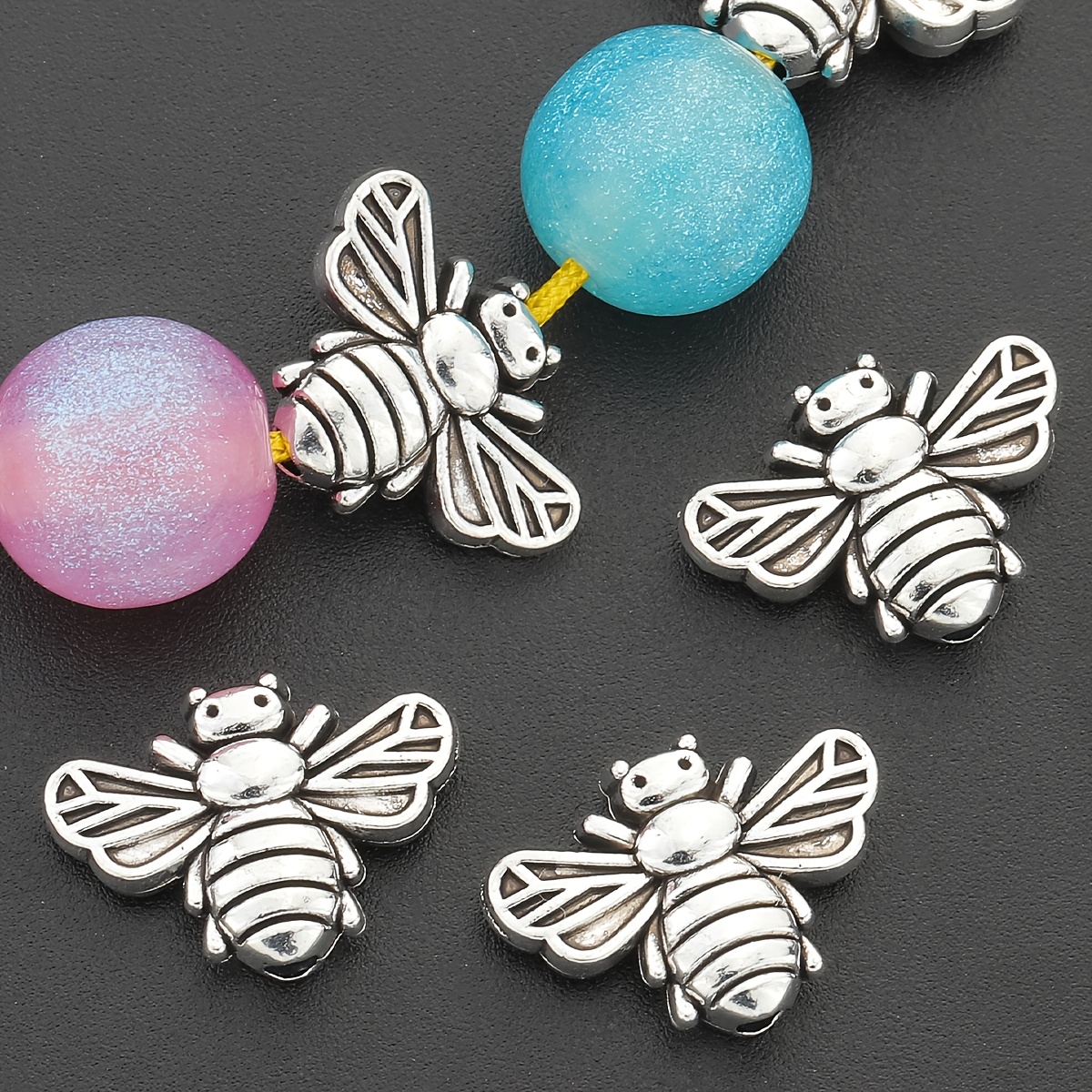 

25pcs Vintage Bee Charm Beads, Zinc Alloy Spacer Beads With Small Hole For Making, Ideal For Necklaces, Bracelets, Earrings & Keychains