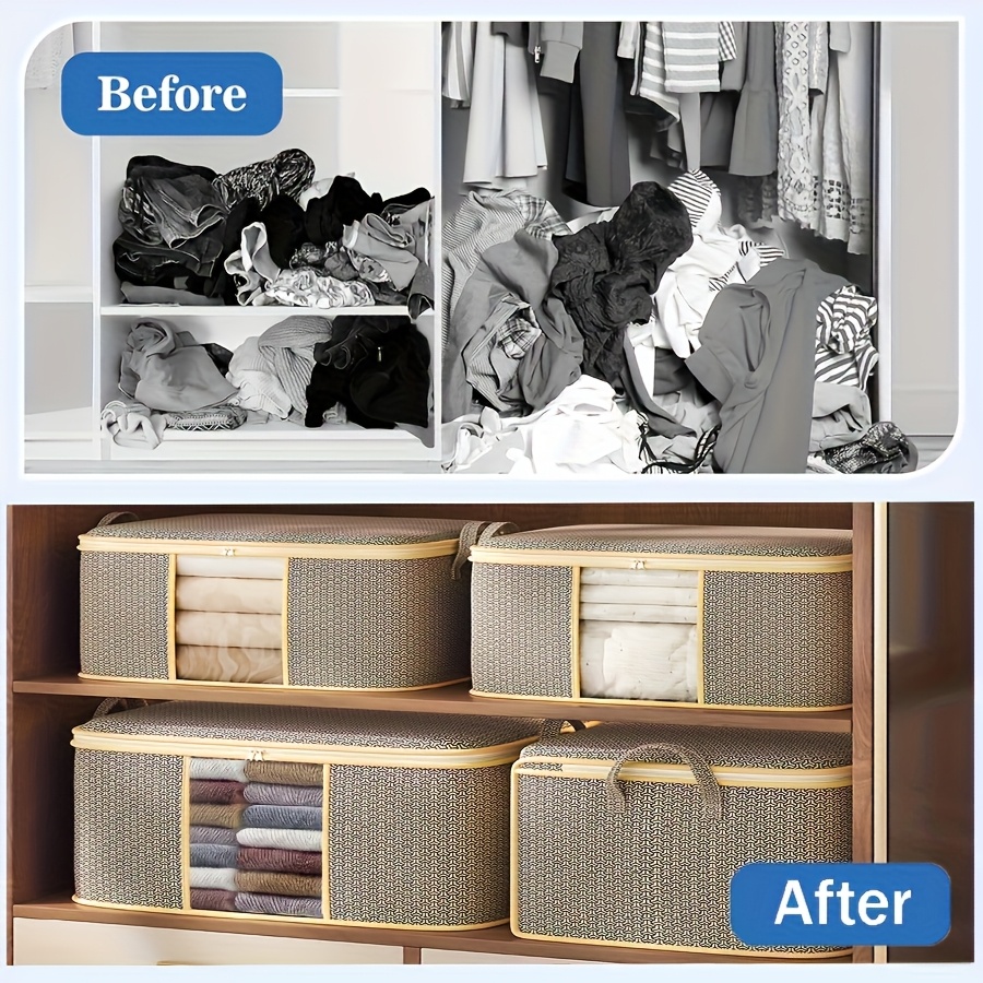 3pcs Set Large Capacity Fabric Storage Baskets with Visible Window