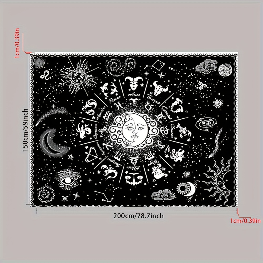 Bedroom Zodiac Tapestry Black White Zodiac Sign Tapestry - Temu