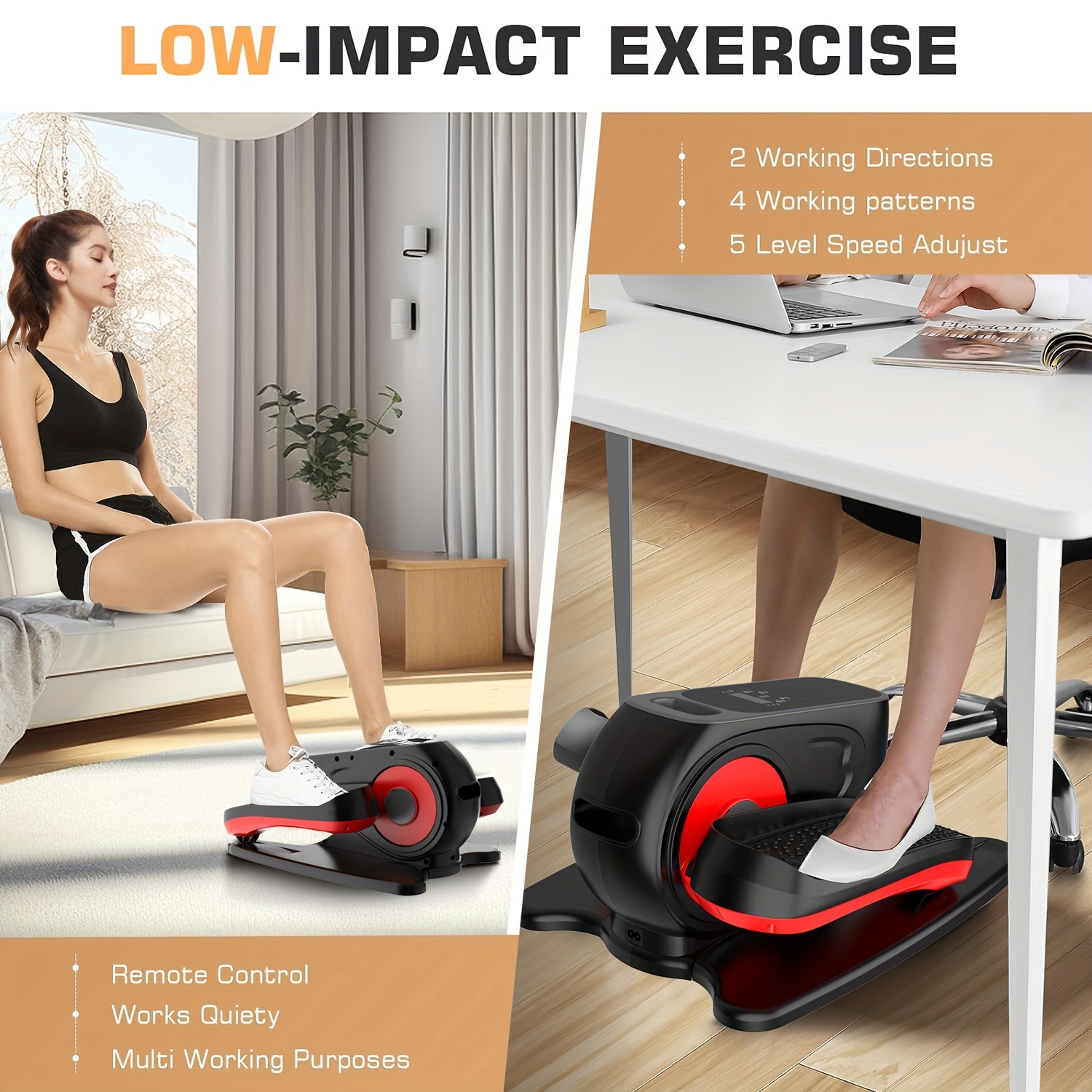 

Desk Elliptical , Leg Exerciser Fully Assembled, & Portable Exerciser & 12