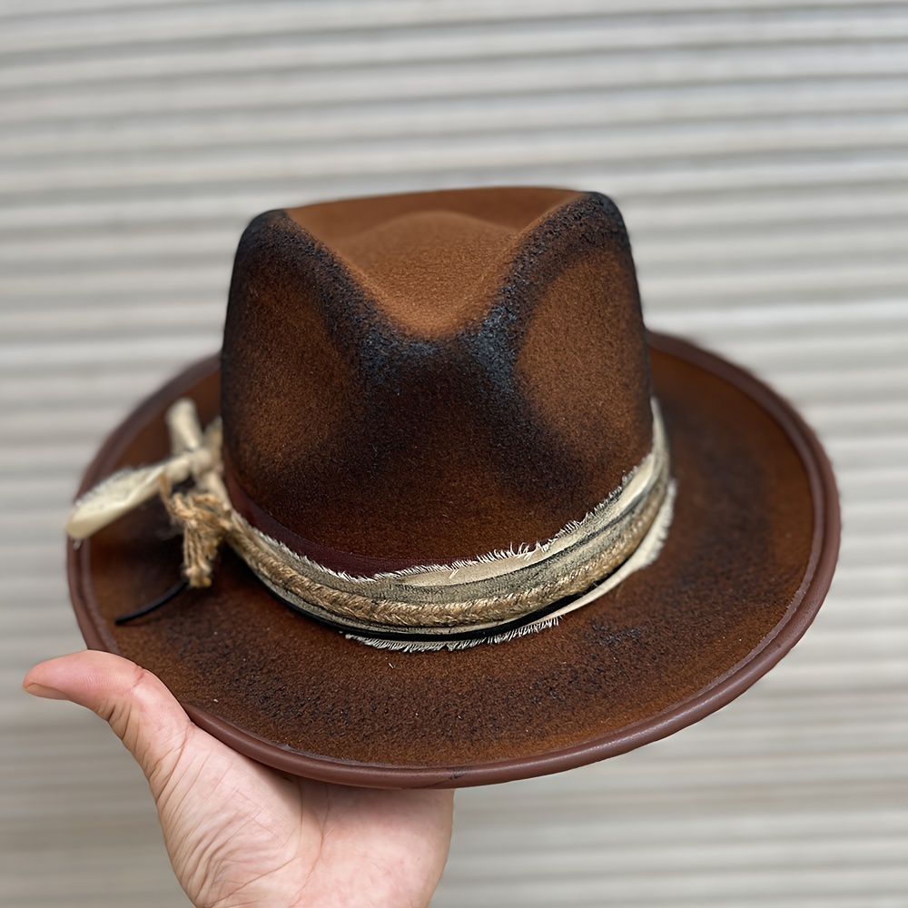 vintage style wool fedora hat women men adjustable wide brim  display picture 3
