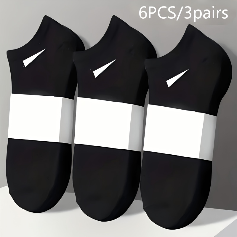 TEMU 6pcs/3pairs Men's And Women's Heavy-duty Polyester Fiber Boat Socks - Thickened Arch Support, Minimalist Sport Design, /gray - For Daily And