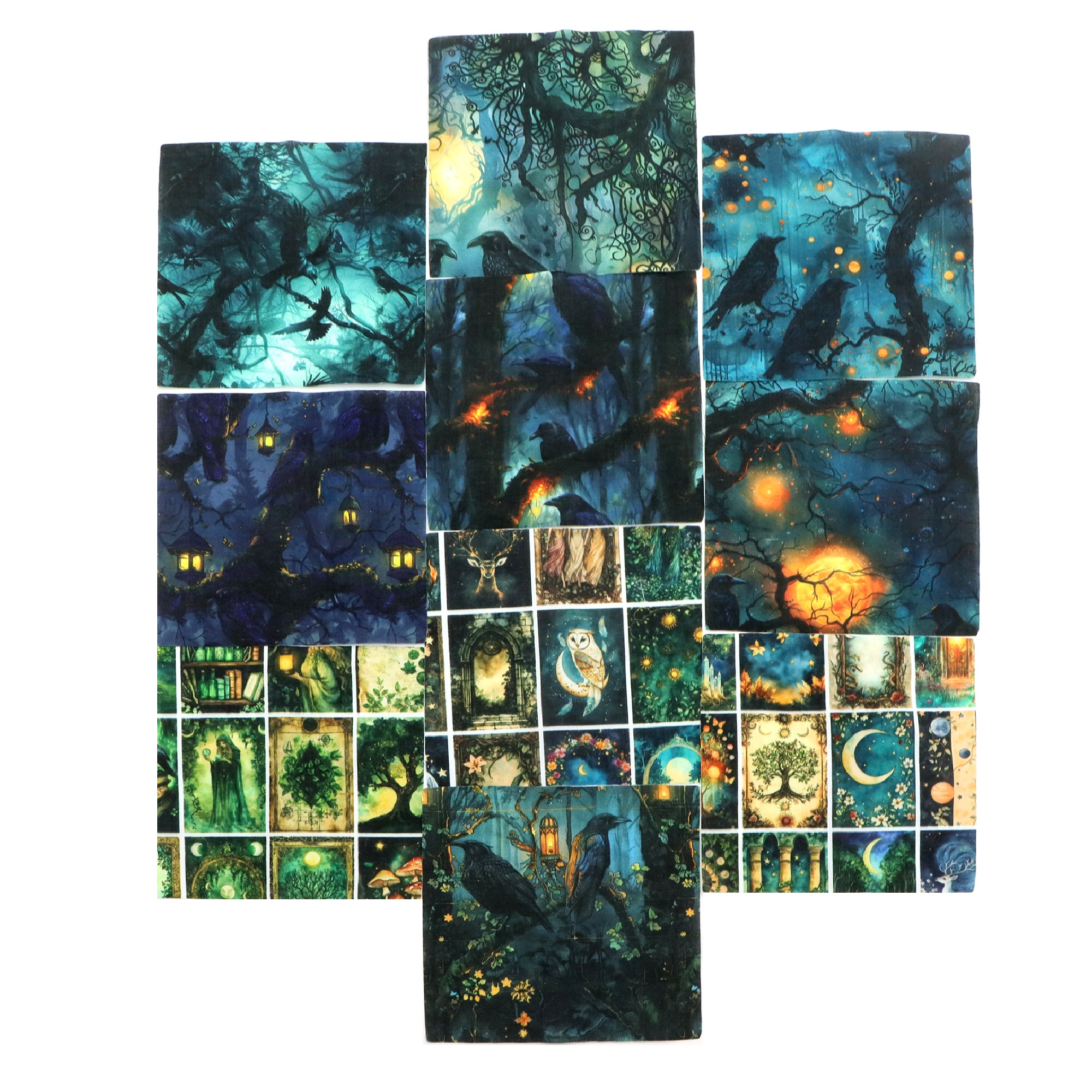 TEMU 10pcs/set Crow Series Owl Deer Mushroom Fat Quarter Fabric, Pre-cut Square Fabric , Fabric Set, Craft Fabric, Handmade Diy Fabric,home Quilting