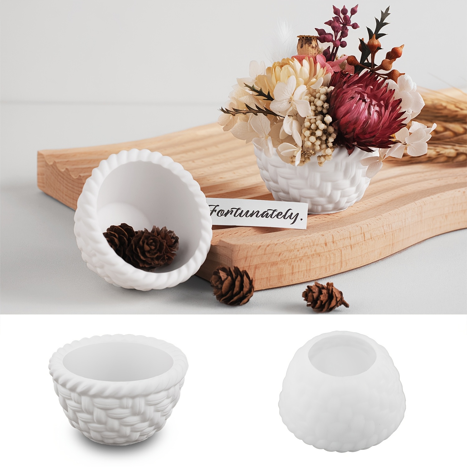 

1pc Mini Woven Basket Silicone Mold Diy Handmade Candle Cup Plaster Concrete Resin Organizer Casting Mold Home Crafts Decorations