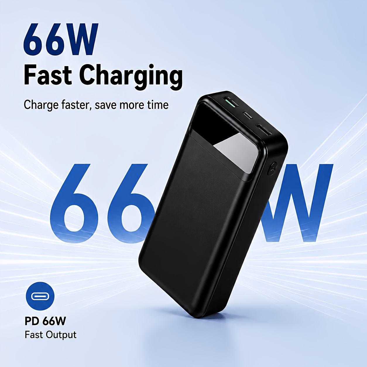 Image of 50000mah Large Capacity Power Bank Fast Charging Portable Charger With Led Digital Display 3 Port Output External Battery Pack Suitable For Travel Camping
