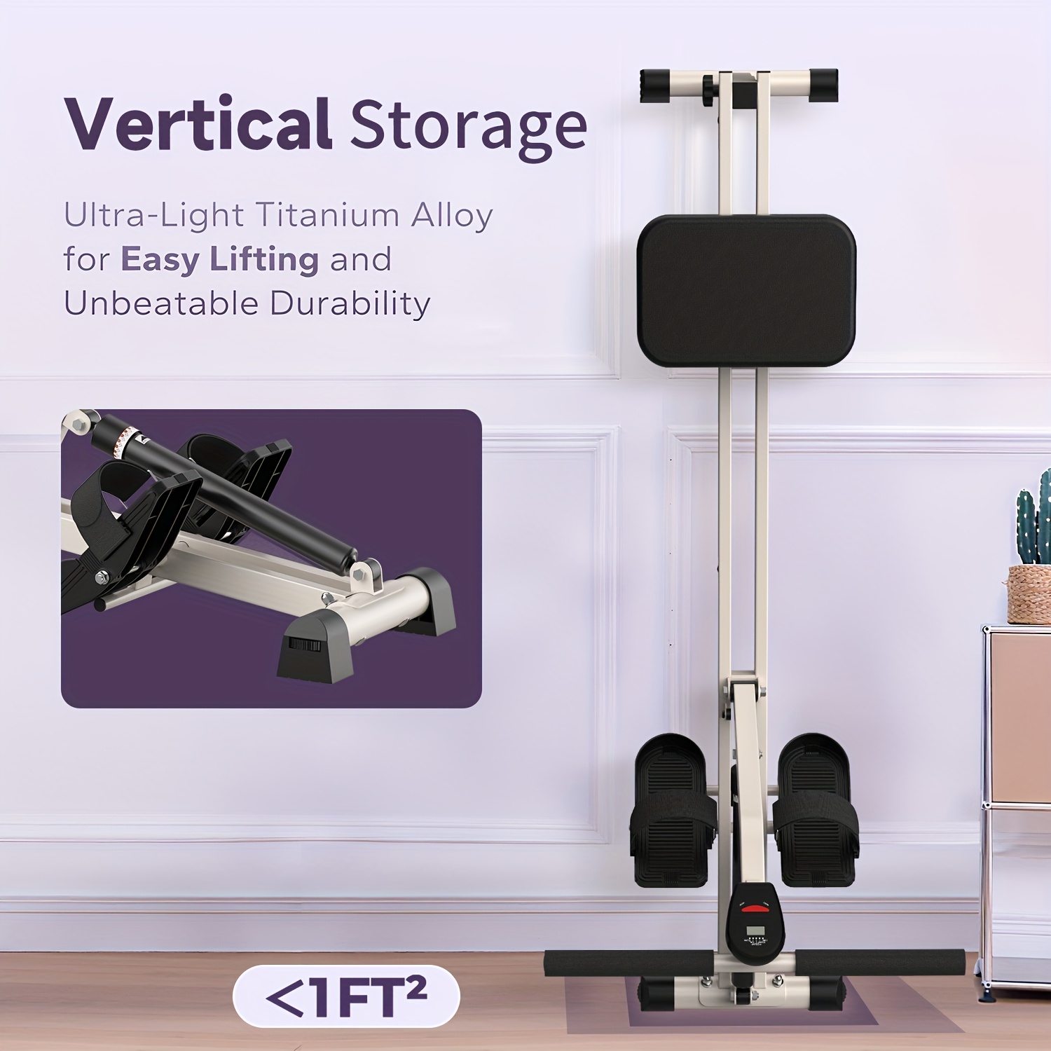 SRIFY Dual Hydraulic Rower, Foldable Squat Machine, Ab Trainer, With Resistance Bands, Quiet Cardio Machine, 6-in-1 Multi-Functional Full-Body Strength Training Equipment For Core, Arms, Abs, Glutes, Legs, Shoulders, Home Gym Low-Impact Excerise, Without Battery