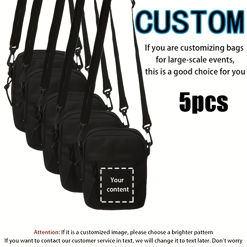 TEMU 5pcs Customizable Crossbody Bags, For Personalization With Images Or Logos, Featuring Adjustable Shoulder Straps - Stylish Animal Prints And