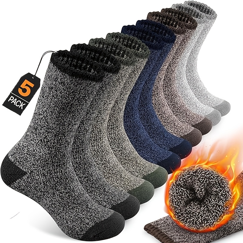 TEMU 5 Pairs Of Wool Wool Socks For Men And Women, Simple And Fashionable Winter Warm Hiking Boot Socks, Moisture Wicking, Soft Mid-tube Socks,