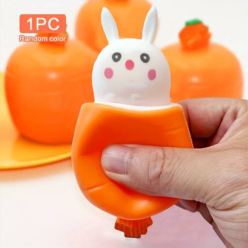 1 fun squeeze rabbit toys cute cartoon creative carrot head rabbit cup squeeze toy prank funny mini toy educational game toy for kids teens and activity gift for easter halloween thanksgiving random