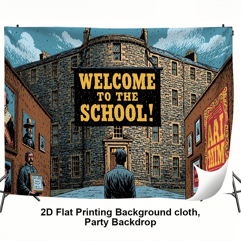 Vintage School Campus Welcome Photography Backdrop for Events