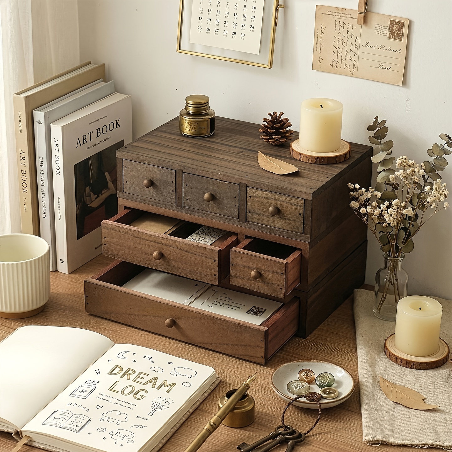 *-Holz Schreibtisch-Organizer, Monitor-Erhöhung, Schmuckschublade, Schüler-Schreibwaren-Aufbewahrungsschrank, Schreibtisch- & Schubladen-Organizer für die Heimaufbewahrung