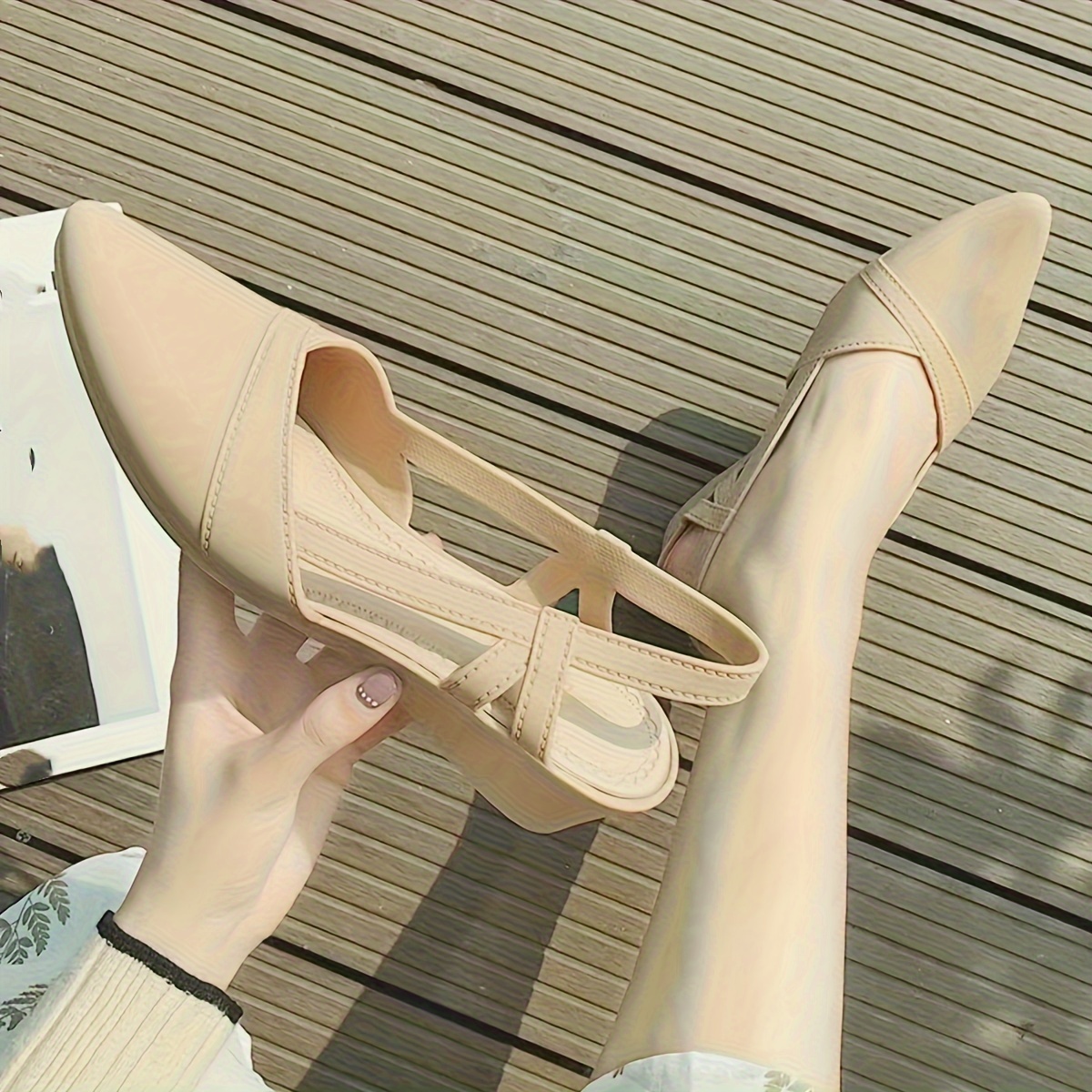 chaussures de travail en   coréen décontracté pour femmes, chaussures à semelle souple jelly, talons compensés antidérapants tendance pour lextérieur, chaussures basses à semelle épaisse pour femmes, chaussures pour femmes Détails du produit 6