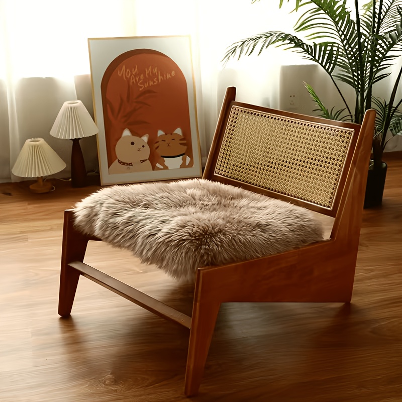 TEMU 1pc Solid Color Luxury Plush Square Chair Cushion, 50x50cm, Soft And Comfortable, Versatile Size, Suitable For Dining Chairs, Office Chairs, ,