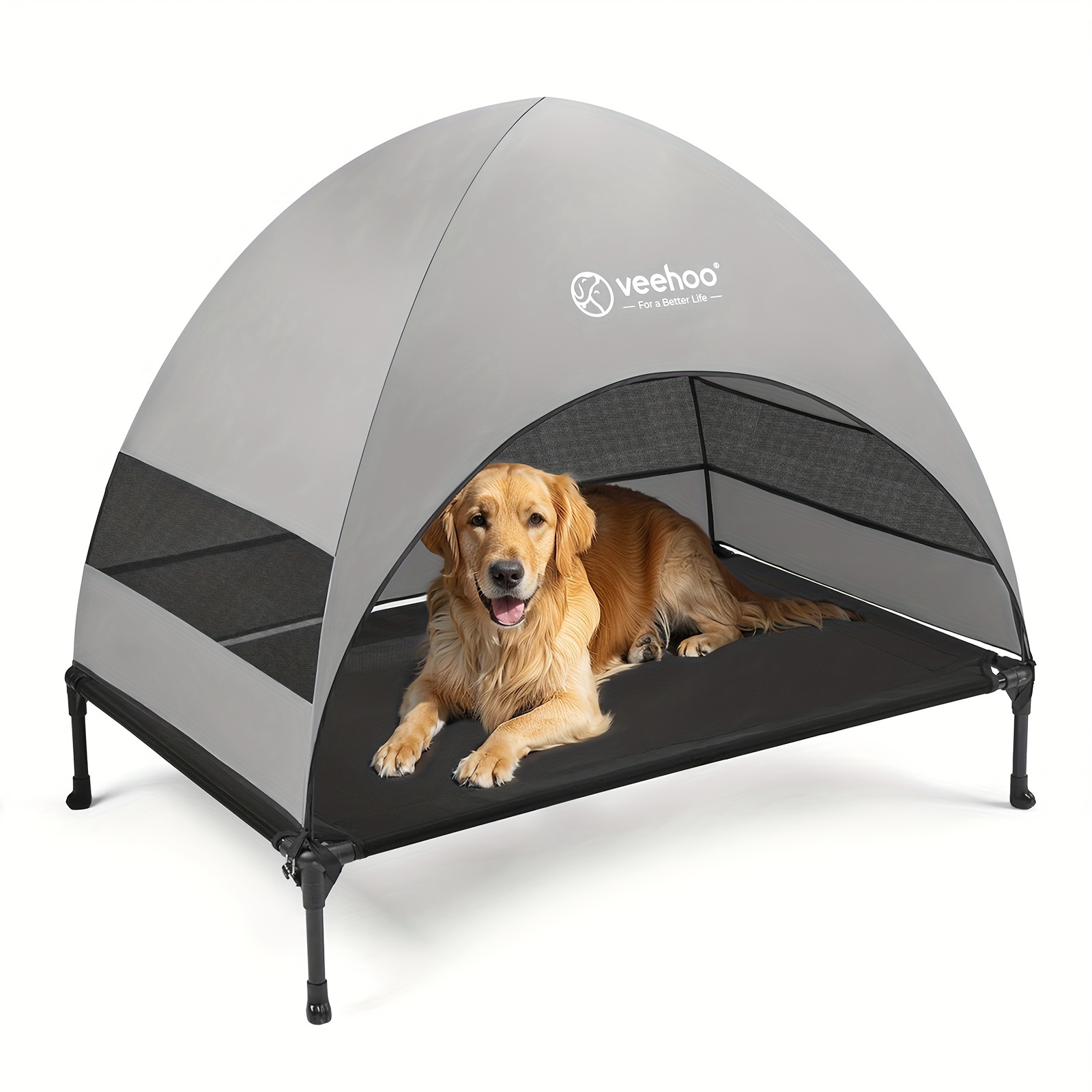 

Veehoo Outdoor Dog Bed With Canopy, Cooling Elevated Dog Bed With Removable Shade, Non-slip Feet, Raised Dog Cot Bed For Large Dogs, Dog Tent Bed For Camping, Beach