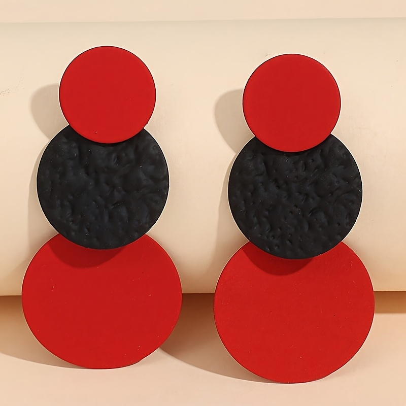 2pcs/set Stunning Geometric Round Irregular Textured Women's Earrings