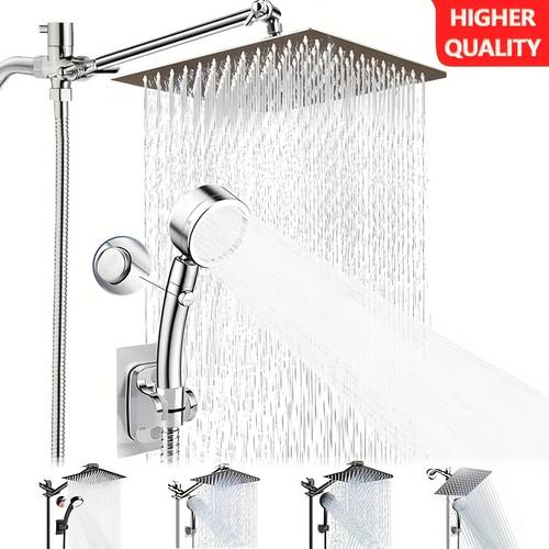 shower head high pressure showerhead handheld shower combination with 8 inch 9 adjustable leak proof shower heads with bracket hose adjustable angle contemporary desig