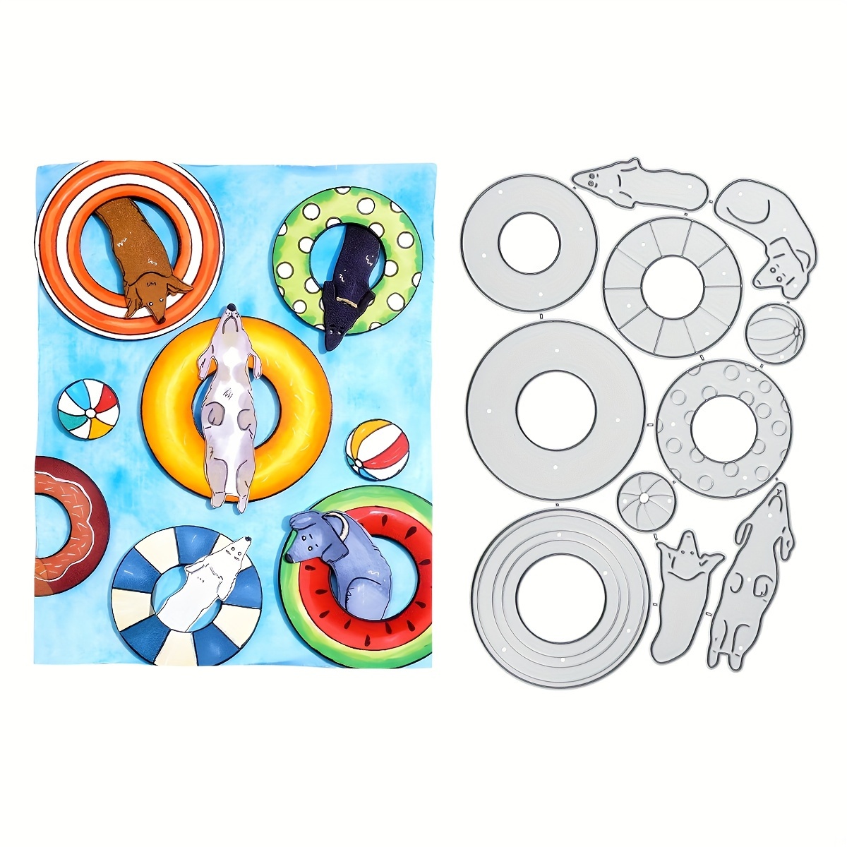 

Dog Swimming Ring Metal Cutting Die For Diy Scrapbooking, Card Making & Paper Crafts - Decorative Embossing Stencil Tool