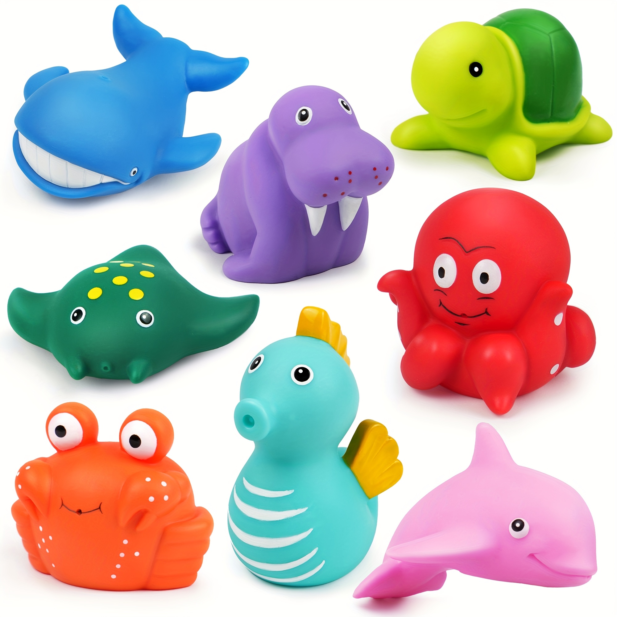 Bath Toys For Kids Ages 1-3, Water Bath Toys For Infants Toddlers, 2/8pcs  No Holes Ocean Sea Animal Bathtub Toys, Soft Rubber Baby Toy Shower Toy For