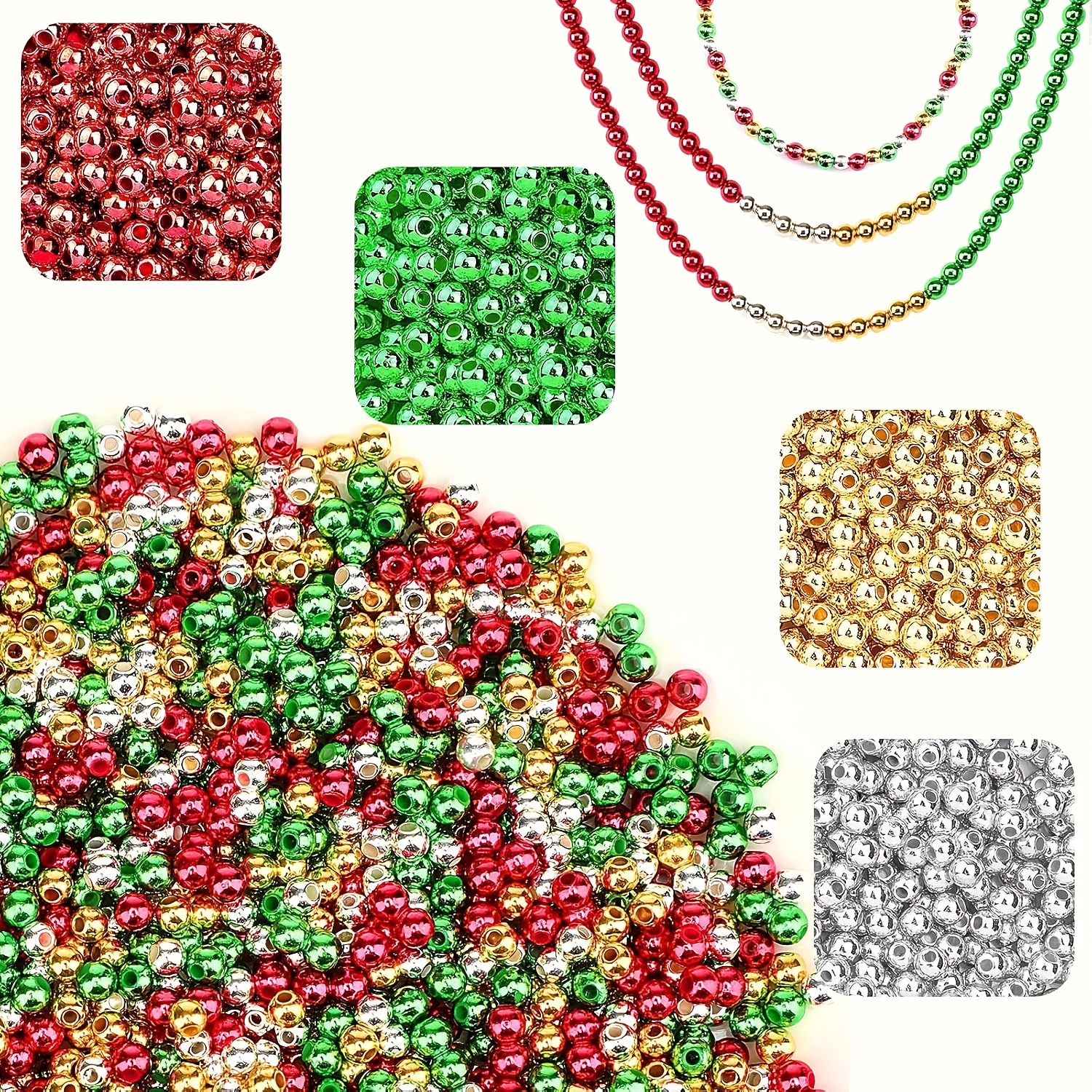 

1200 pièces de perles acryliques de fête, de perles de 4 mm de assorties la de DIY, les décorations et le