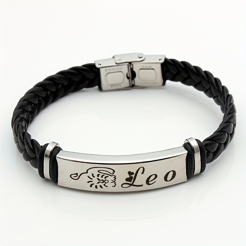 E-shop 12 Sternzeichen Armband für Frauen und Männer – PU-Lederarmband mit Tierkreiszeichen, Geburtstagsgeschenk