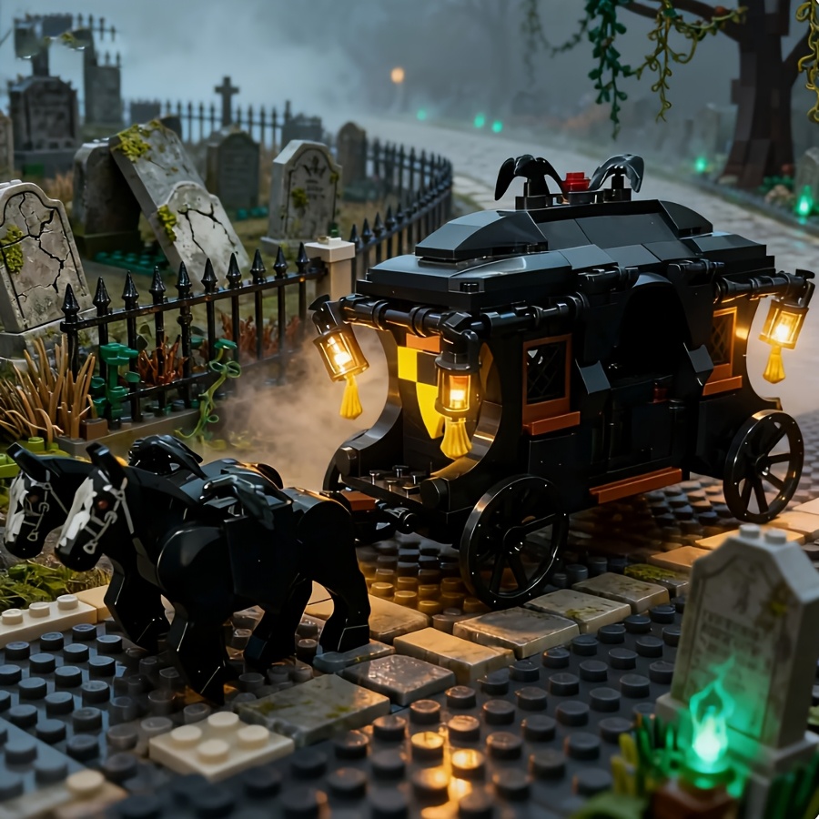 Image of Carriage Building Blocks Model, Medieval Fantasy Style Scene Assembly Kit, Moc Carriage Vehicle Bricks, , Collectible Desktop Display Decor, Gift For Building Enthusiasts, Christmas And New Year Gift