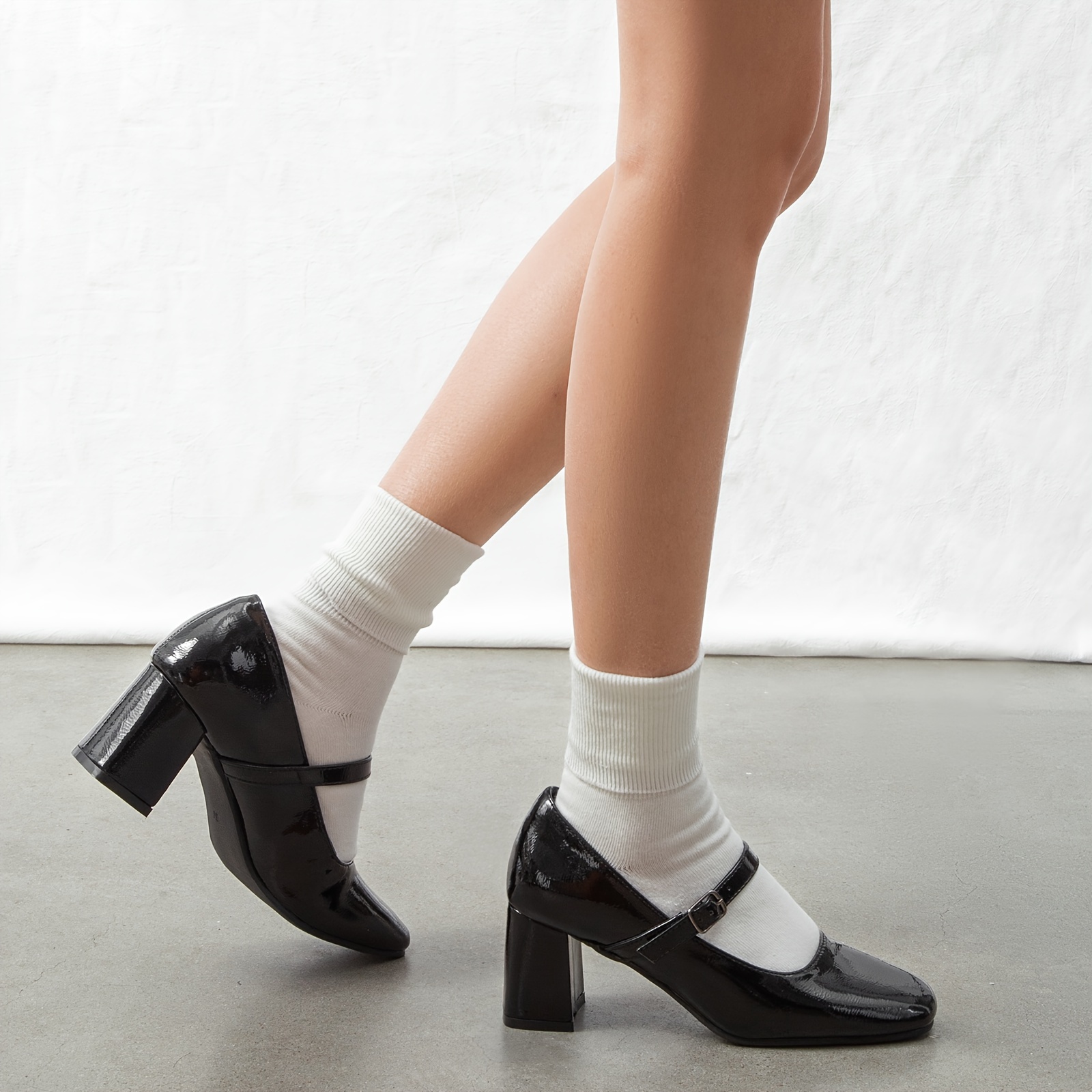 Coutgo Women's Chunky Low Heel Pumps – Square Toe, Ankle Strap, D'Orsay Style For Work & Party