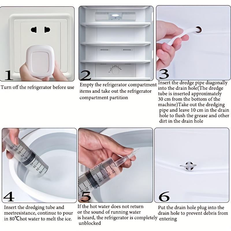 5pcs Refrigerator Drain Hole Cleaner Set ? Easy Unclogging Tools with Measurement Markings, Keeps Your Fridge Fresh and Clean