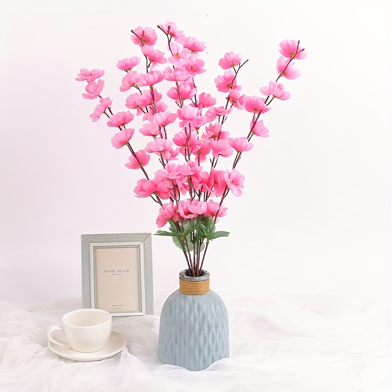 BLOSMON Flores artificiales pequeñas en jarrón, 4 piezas de flores falsas  para mesa de comedor, arreglos florales con jarrones, accesorios de baño