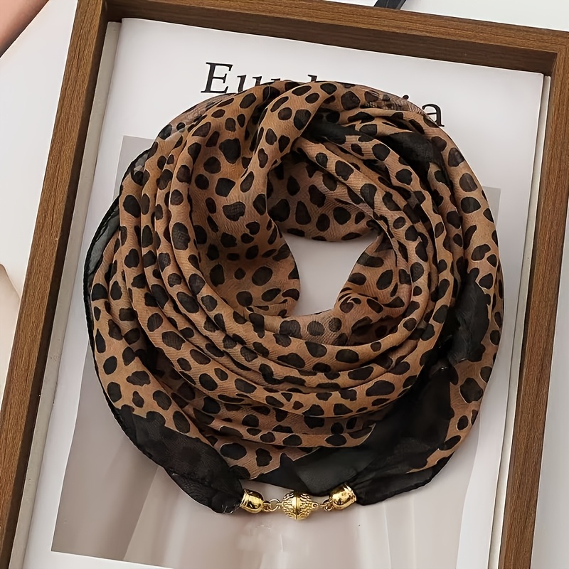 E-shop ./Leopardenmuster Schal für Damen, personalisierter modischer Schal, Chiffon Quadratischer Schal für Frühling, Sommer, Herbst und Winter
