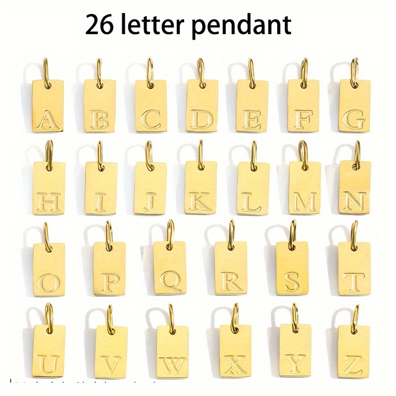 

Stainless Steel Alphabet Charm Pendant - Nameplate For Diy Necklace Jewelry Making Accessories