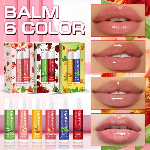 2pcs lip balm set strawberry peach set aloe rose set mint honey set 2 kinds of fruit flavored lip glosses strawberry aloe mint peach flavored lip balms colored lipsticks party supplies and gifts christmas present for men and women