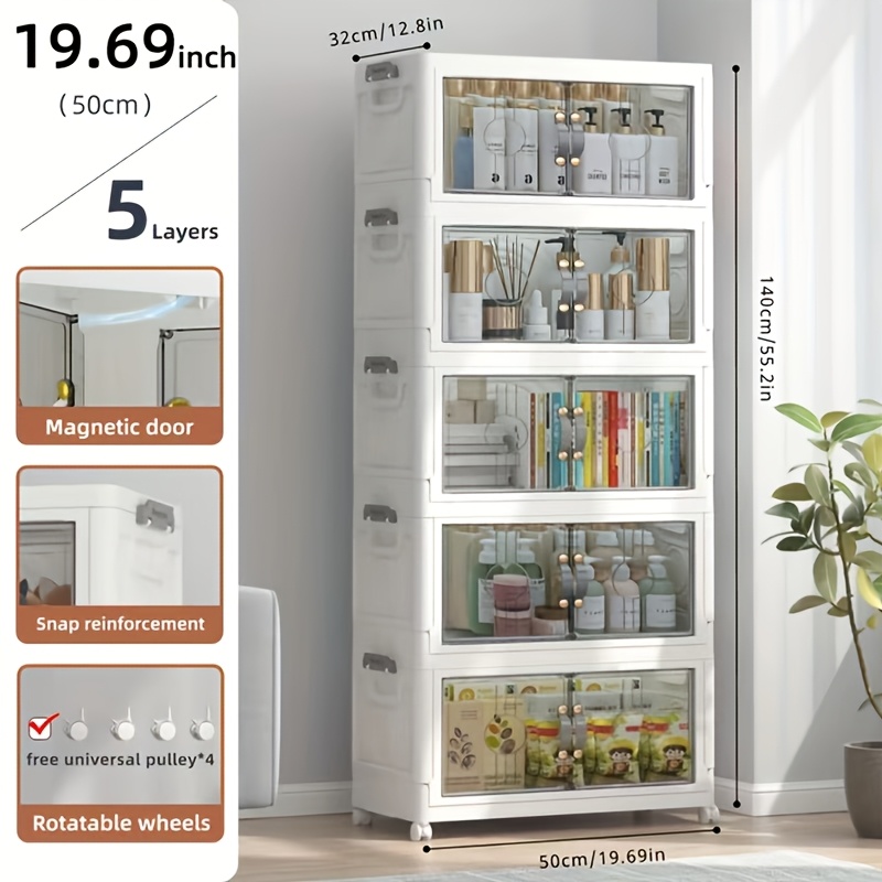 Image of 48qt Stackable Storage Bins With Lid, Closet Organizers And Storage With Lockable Wheels, Plastic Foldable Box Containers For Cabinet, Office, Bedroom Organization, 2/3/4/5 Pack Cubes