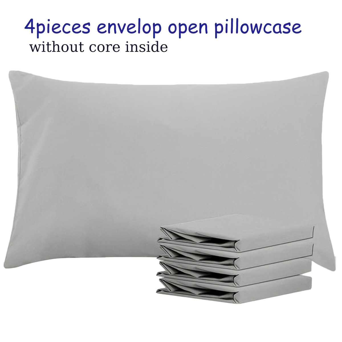 TEMU 4 Pack Brushed Microfiber Pillowcases - Soft, Wrinkle-free, Fade-resistant, White Pillowcases With Envelope Closure