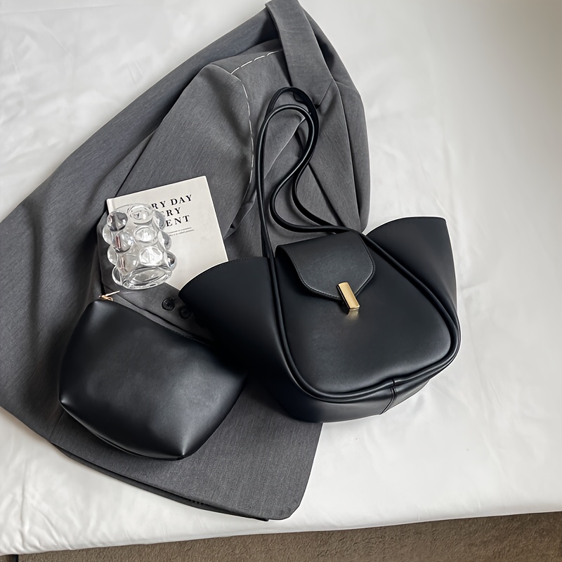 Simple And Stylish Women's Handbag With A Bag Design, Featuring A Metal Twist-lock Closure, Including , A Practical Everyday Commuter Bag | Shopping Bag | Shoulder Bag