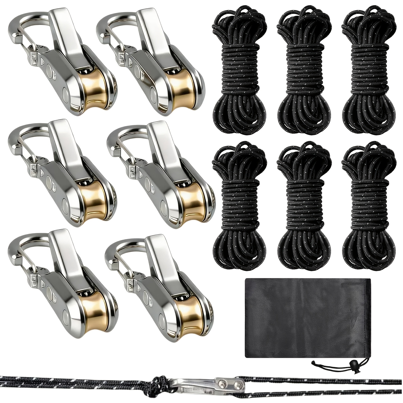 Image of 13pcs Set Rope With Roller Tensioner, For Easy And Secure Tying Rope Tensioner Tool With Locking For Camping, Boating, Outdoor Activities, Boating Truck Car
