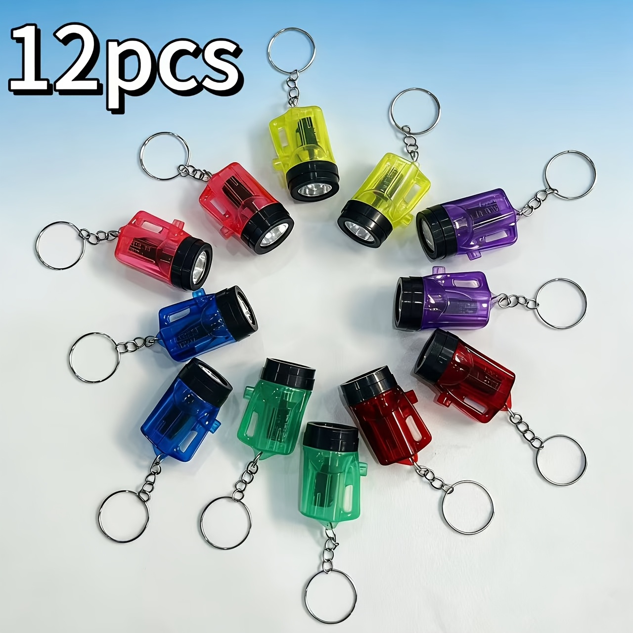 Image of 12pcs New Mini Electronic Flashlight Keychain, Button Battery Powered, Led Household Flashlight, Portable And Compact Keychain, Practical Small Gift, Night Light